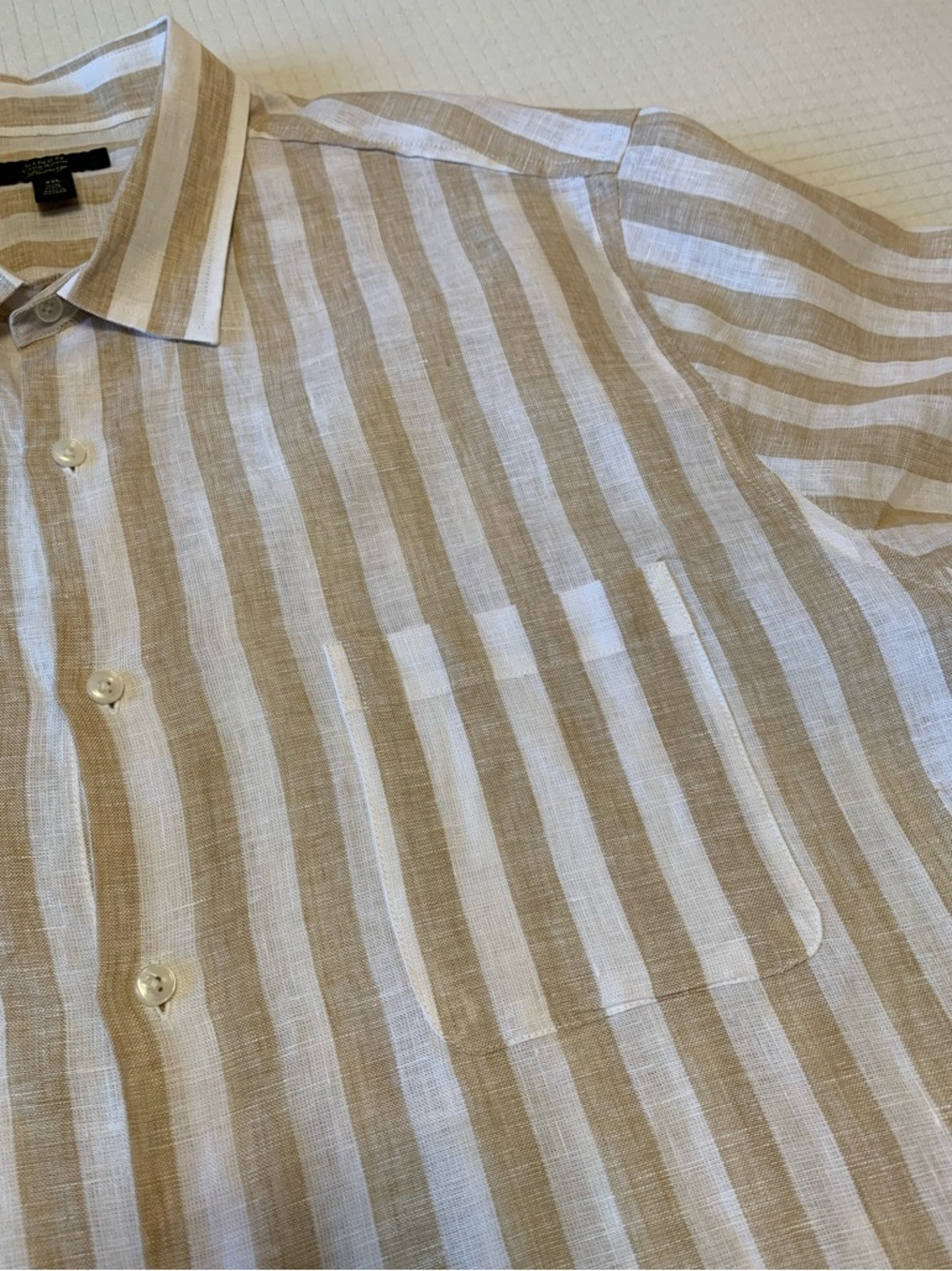 Club Room tan/white striped linen shirt
